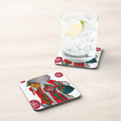 ハッピーサンタホホホーグリーティンググラフィック文字アートデシ コースター (右側)