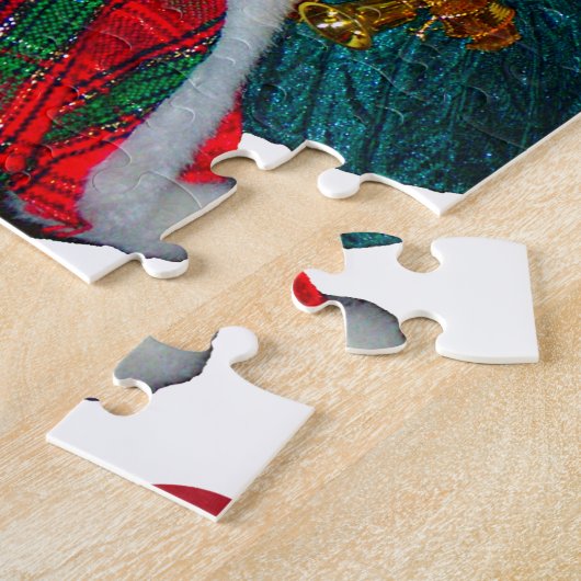 ハッピーサンタホホホーグリーティンググラフィック文字アートデシ ジグソーパズル (側面)