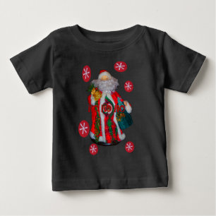 ハッピーサンタホホホーグリーティンググラフィック文字アートデシ ベビーTシャツ