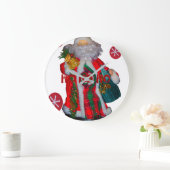 ハッピーサンタホホーグリーティングズグラフィック文字アートデシ ラージ壁時計 (ホーム)