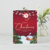 ハッピーサンタメリークリスマスファミリーホリデーカード シーズンカード (スタンド正面)