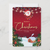 ハッピーサンタメリークリスマスファミリーホリデーカード シーズンカード (正面)