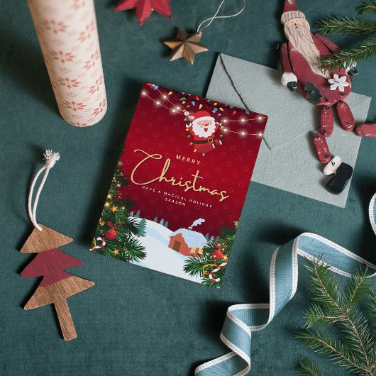 ハッピーサンタメリークリスマスファミリーホリデーカード シーズンカード