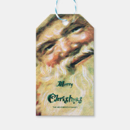 ハッピーサンタメリークリスマスホリデーレッド ギフトタグ