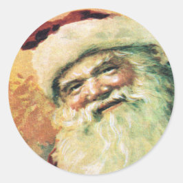 ハッピーサンタメリークリスマスホリデーレッド ラウンドシール