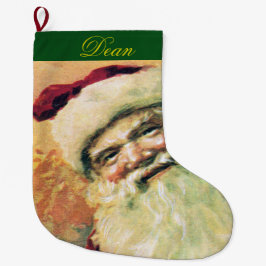 ハッピーサンタメリークリスマスヴィンテージ ラージクリスマスストッキング