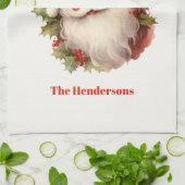 ハッピーサンタヴィンテージクリスマス キッチンタオル (折り畳み)