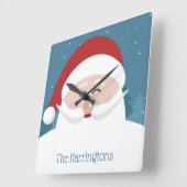 ハッピーサンタ名前をカスタムするウォールクロック スクエア壁時計 (傾斜)