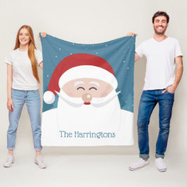ハッピーサンタ名前をカスタムするフリースブランケット フリースブランケット