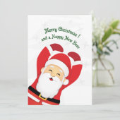 ハッピーサンタ漫画かわいいクリスマスカード (スタンド正面)