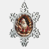 ハッピーサンタ スノーフレークピューターオーナメント (右)