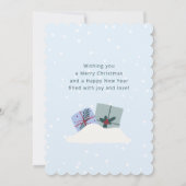 ハッピーサンタ、ライトブルーのクリスマスカード 招待状 (裏面)