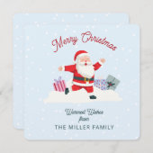 ハッピーサンタ、ライトブルーのクリスマス 招待状 (正面/裏面)