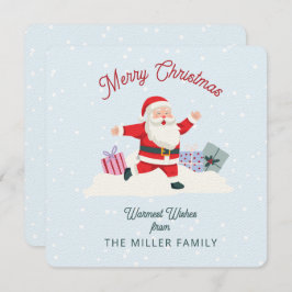 ハッピーサンタ、ライトブルーのクリスマス 招待状