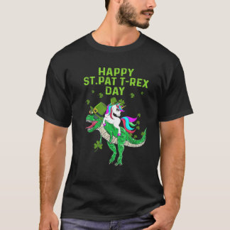 ハッピーサンパットデイユニコーンライディングレックスディーノデイラッキー Tシャツ