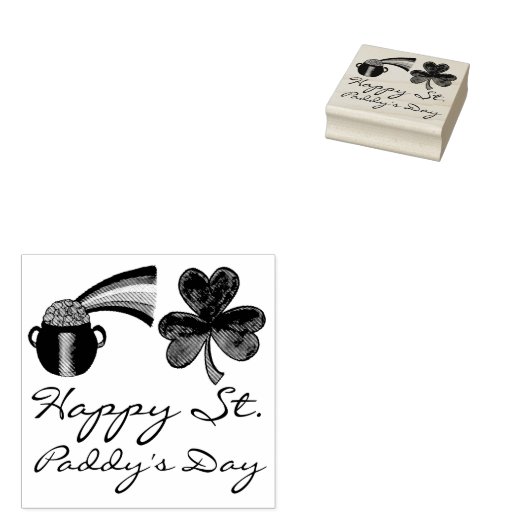 ハッピーサンパディの日シャムロックのレインボースタンプ ラバースタンプ (押印)