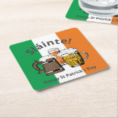 ハッピーサンパトリックの日アイリッシュ素晴らしビールスラインテ! スクエアペーパーコースター (アングル)