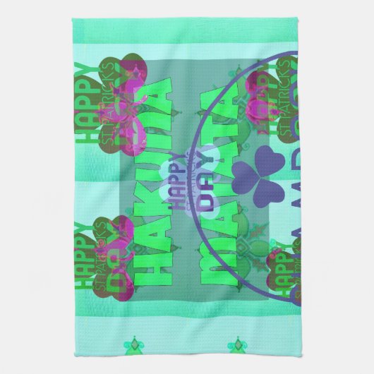ハッピーサンパトリックの日ハクナマタアートプリント キッチンタオル (縦)