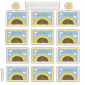 ハッピーサンフラワーカスタム蔵書票カットビニールシール シール (正面)