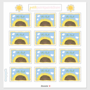 ハッピーサンフラワーカスタム蔵書票カットビニールシール シール