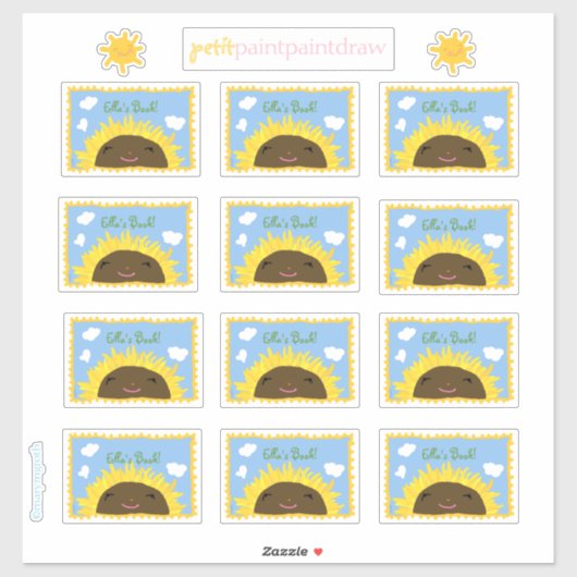 ハッピーサンフラワーカスタム蔵書票カットビニールシール シール (シート)