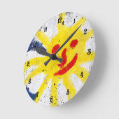 ハッピーサン顔笑顔 ラウンド壁時計 (傾斜)