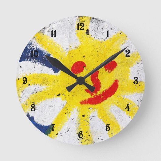 ハッピーサン顔笑顔 ラウンド壁時計 (正面)