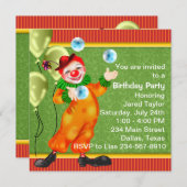 ハッピーサーカスピエロバースデーパーティー 招待状 (正面/裏面)