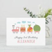 ハッピーサードバースデーかわいいトイ列車ケーキカード (スタンド正面)