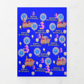 ハッピーサードバースデーカード, #3誕生日ブルー 三つ折りカード (カバー)
