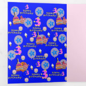 ハッピーサードバースデーカード, #3誕生日ブルー 三つ折りカード (内部最初)