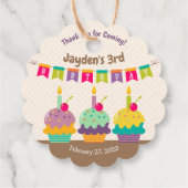 ハッピーサードバースデーチャイルドカップケーキカラフルバンティング フェイバータグ (裏面)