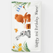 ハッピーサードバースデーベアーバニーケーキキャンドル 横断幕 (縦)