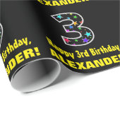 ハッピーサードバースデー,おもしろいスカラフルターズ模様3 ラッピングペーパー (ロールコーナー)