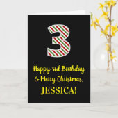 ハッピーサードバースデー&メリークリスマス,名前をカスタムする カード (黄色い花)