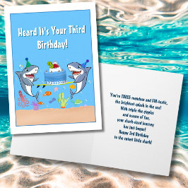 ハッピーサード誕生日サメとケーキ カード