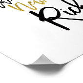 ハッピーザニューリッチ引用文ブラック/金ゴールド ポスター (角)