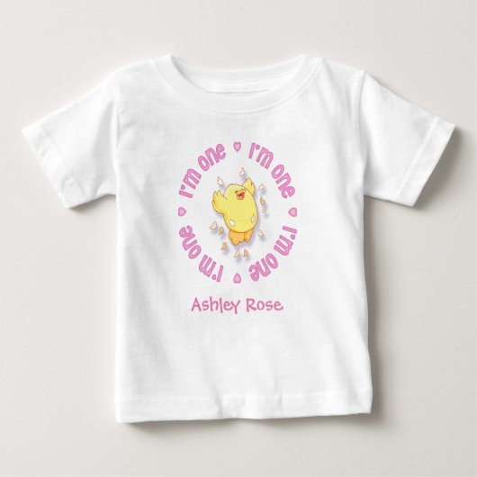 ハッピーシック1位の誕生日ピンク ベビーTシャツ (正面)