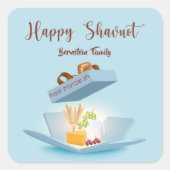 ハッピーシャブオットユダヤの休日の週の饗宴 スクエアシール (正面)