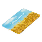 ハッピーシャブー金ゴールド小麦フィールドブルースカイファインアート マグネット (左側)