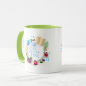 ハッピーシャブー – ヘブライ語文字,ユダヤ教の休日の贈り物 マグカップ (正面左)