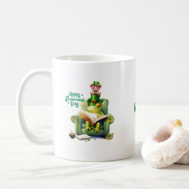 ハッピーシャムロックデイピンクテディベア&カエル コーヒーマグカップ