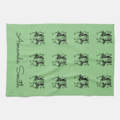 ハッピーシルエットダンサー緑 キッチンタオル (横)