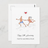 ハッピーシルバー結婚25周年記念カップルハート ポストカード (正面/裏面)