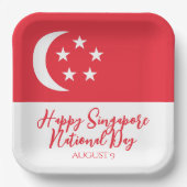 ハッピーシンガポール国立デイシンガポール国旗 ペーパープレート (正面)