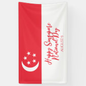 ハッピーシンガポール国立デイシンガポール国旗 横断幕 (縦)