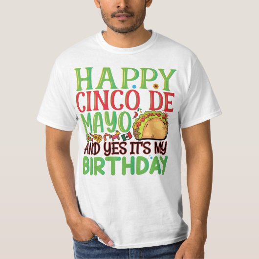 ハッピーシンコデマヨとYesそれが私の誕生日 Tシャツ (正面)