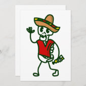 ハッピーシンコデマヨスケルトンかわいいメキシカン 招待状 (正面/裏面)