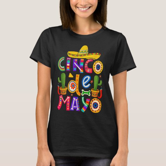 ハッピーシンコデマヨフィエスタスクワッド5 De Mayoメキシコ Tシャツ (正面)