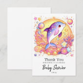 ハッピーシンプルドルフィンベビーシャワー サンキューカード (正面/裏面)